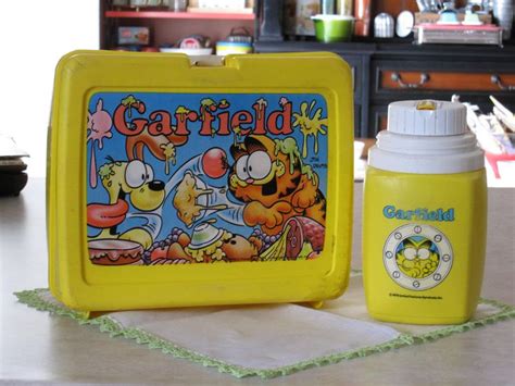 garfield metal lunch box|garfield thermos.